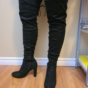 Almond Toe Suede Thigh high heeled Boots (Shein) size 7.5